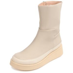 Journee Cristen Cream and Tan Zip Up Boots Sz 7 BNWB
